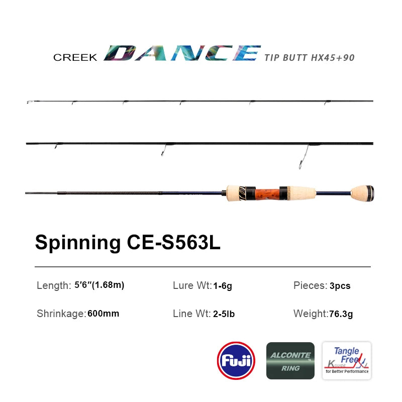 PURELURE CREEK DANCE Trout Rod BFS Fishing Casting UL Spinning Light Travel Rod Stream Ejection Rod Fuji Alconite Ring Perch