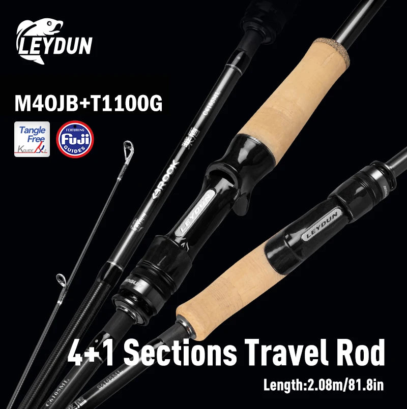 BROOK Super Light Fishing Rod 4+1 Section 74G MF Action Fuji Guide M/ML/MH Travel Spinning Casting Rod for Bass Pike Rod