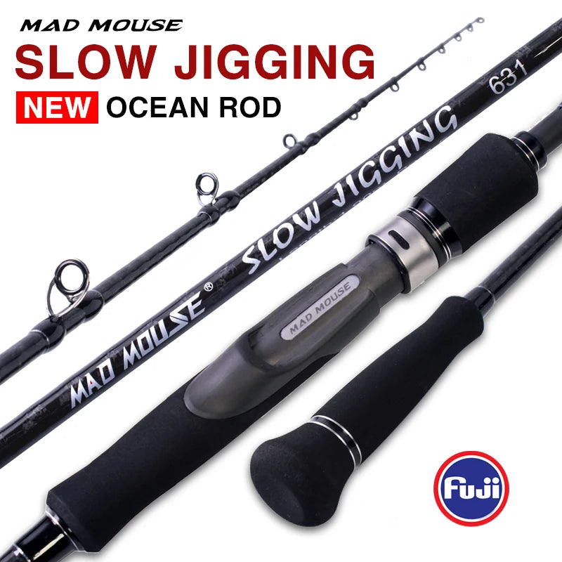MADMOUSE Japan Full Fuji Parts Slow Jigging Rod 6"3 Jig Weight 80-350G 15Kgs Shipping/Casting Boat Rod Slatwater Fishing Rod