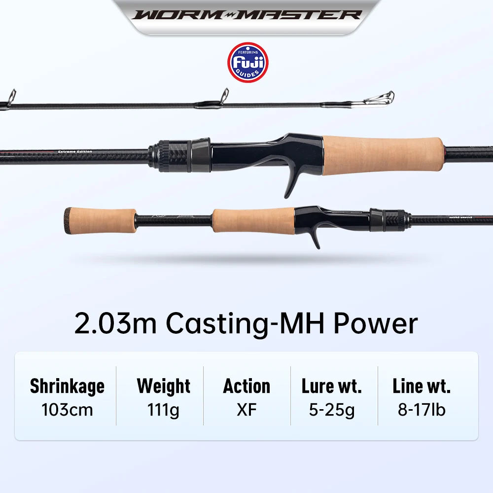 Fishing Rod Worm Master Fuji SIC Guide Ring Toray 33+40T Carbon Cloth 2.01M 2.03M Shore Throwing Salmon Fishing Rod