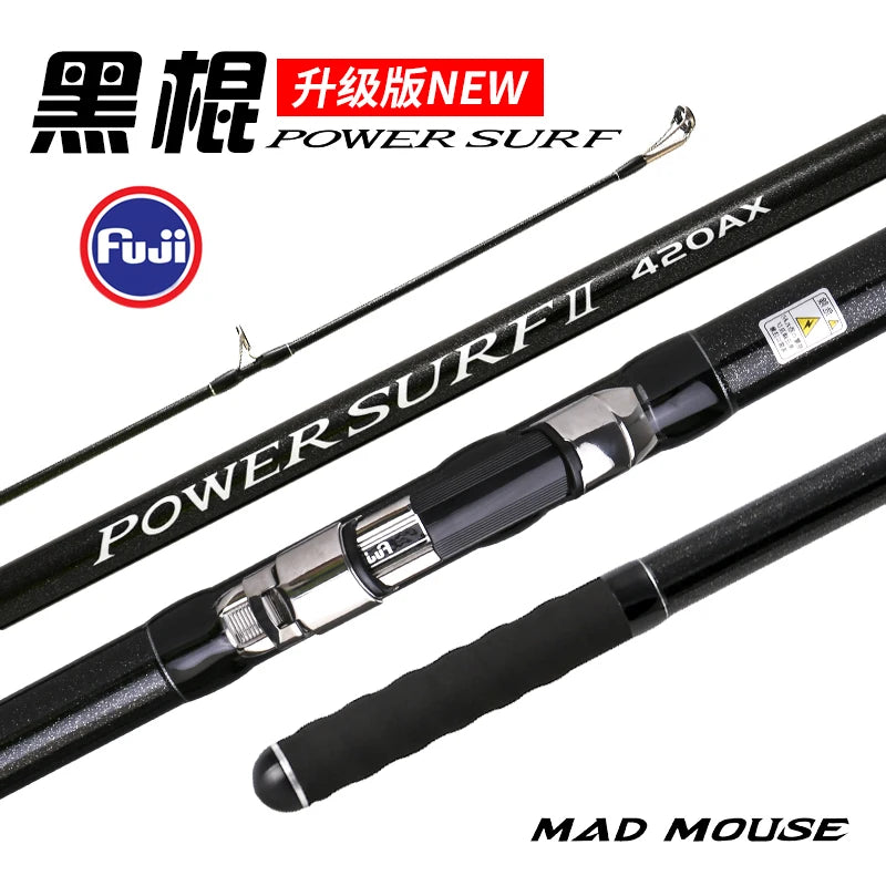 NEW MADMOUSE POWER SURF 3 Section Fuji Parts High Carbon 4.20M Surf Fishing Rod Sinker 100-350G Japan Quality Spinning Rods