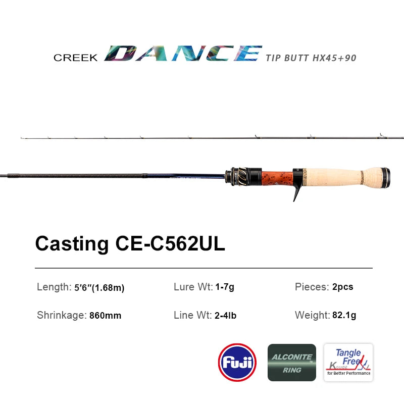 PURELURE CREEK DANCE Trout Rod BFS Fishing Casting UL Spinning Light Travel Rod Stream Ejection Rod Fuji Alconite Ring Perch