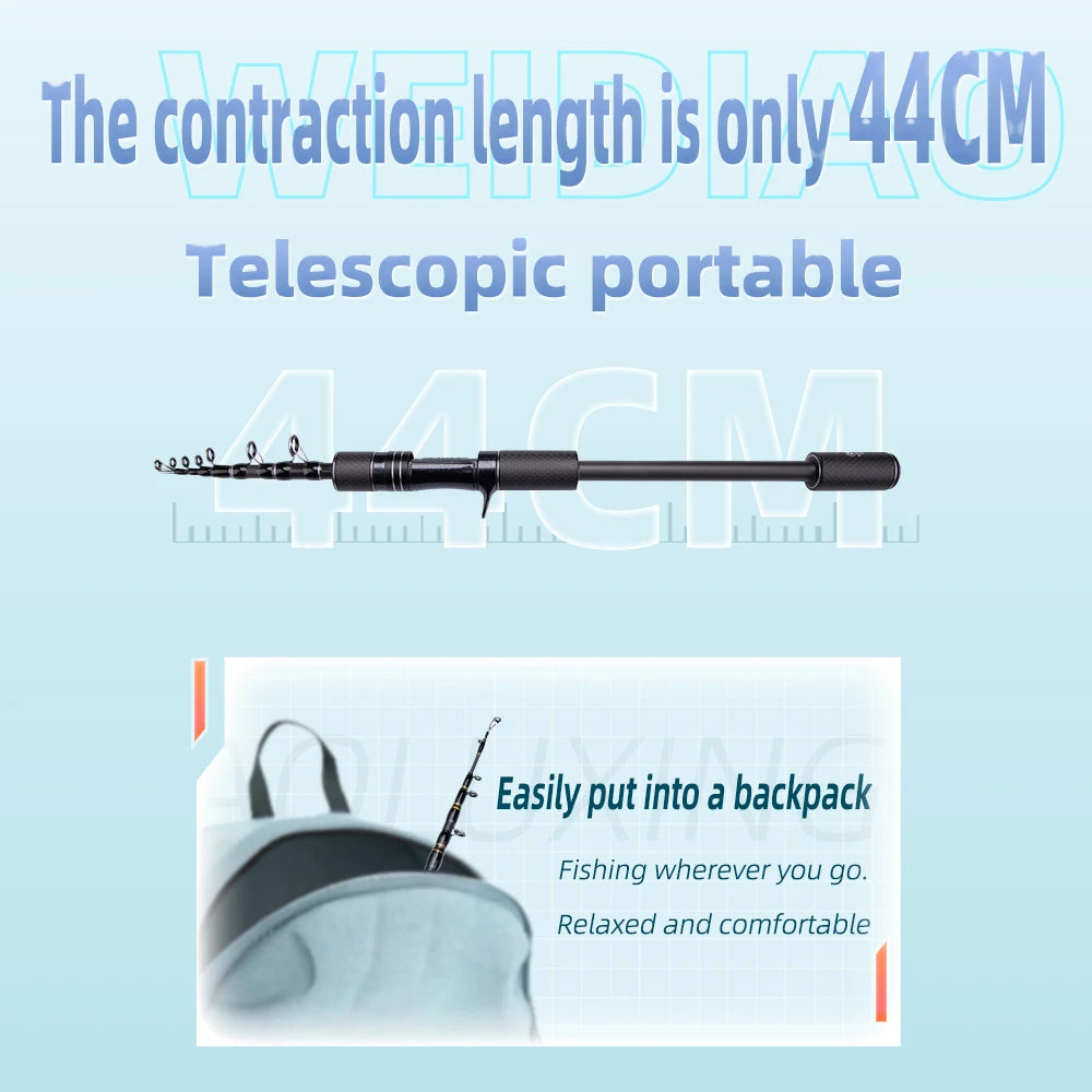 Portable Telescopic Fishing Rod 2.1M 2.4M ML Carbon Fiber FUJI O GUIDE Spinning Casting Fishing Rod