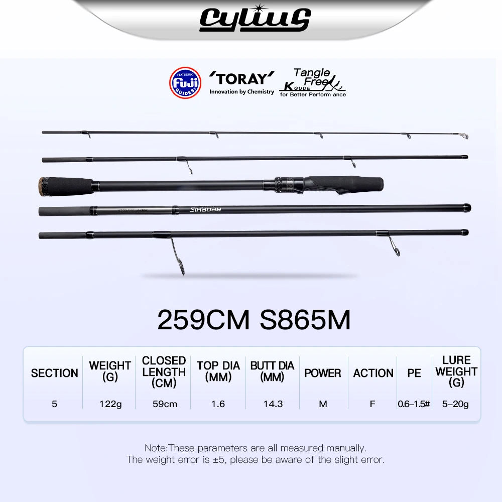 5 Section Apophis Travel Bass Fishing Longcast Heavy Power Portable Multi Section All Purpose Fishing Rod for Trip