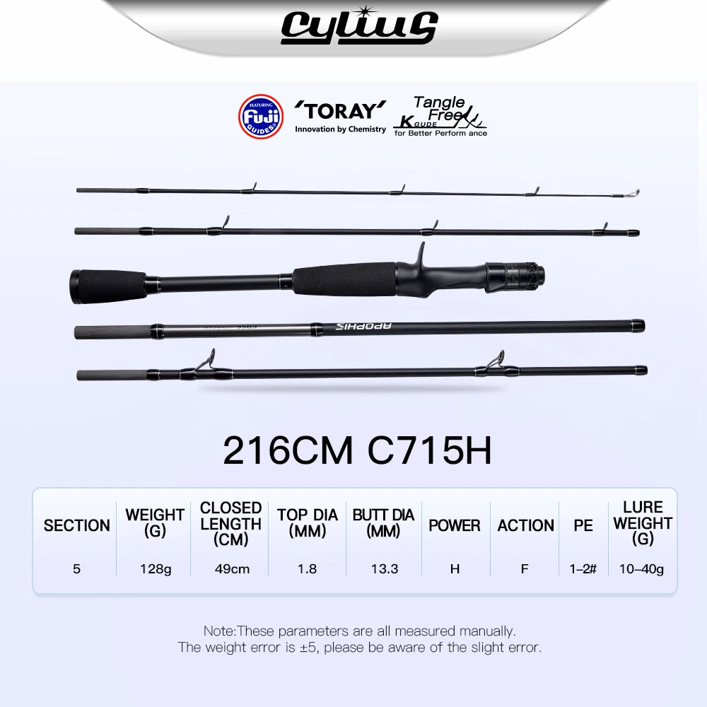 5 Section Apophis Travel Bass Fishing Longcast Heavy Power Portable Multi Section All Purpose Fishing Rod for Trip