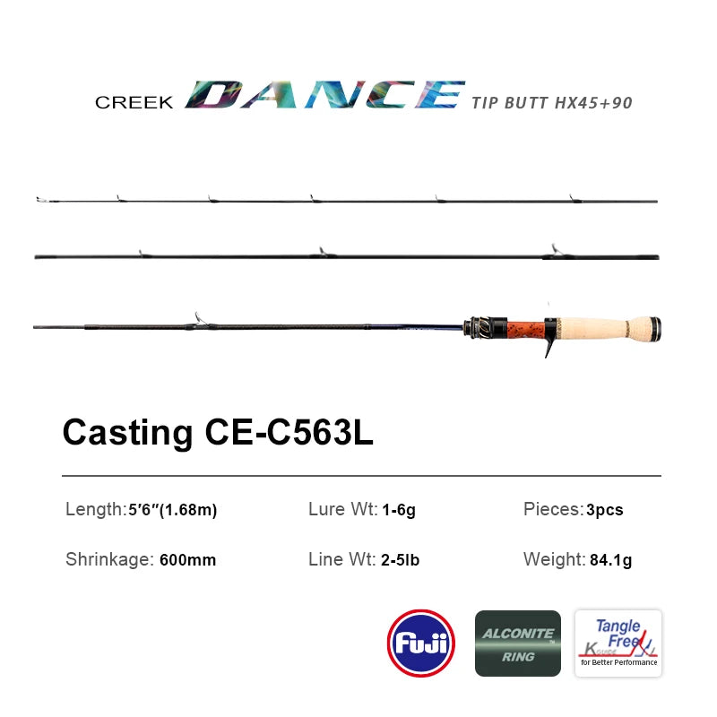 PURELURE CREEK DANCE Trout Rod BFS Fishing Casting UL Spinning Light Travel Rod Stream Ejection Rod Fuji Alconite Ring Perch