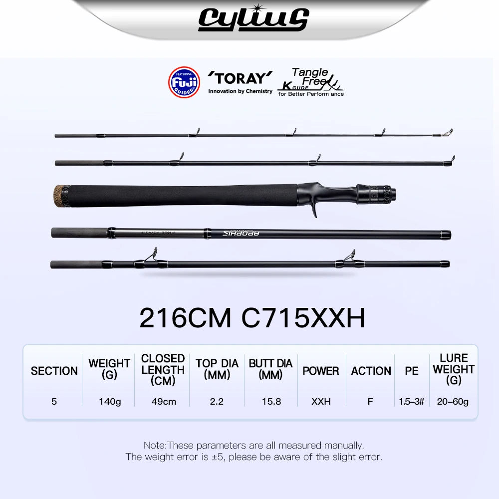 5 Section Apophis Travel Bass Fishing Longcast Heavy Power Portable Multi Section All Purpose Fishing Rod for Trip