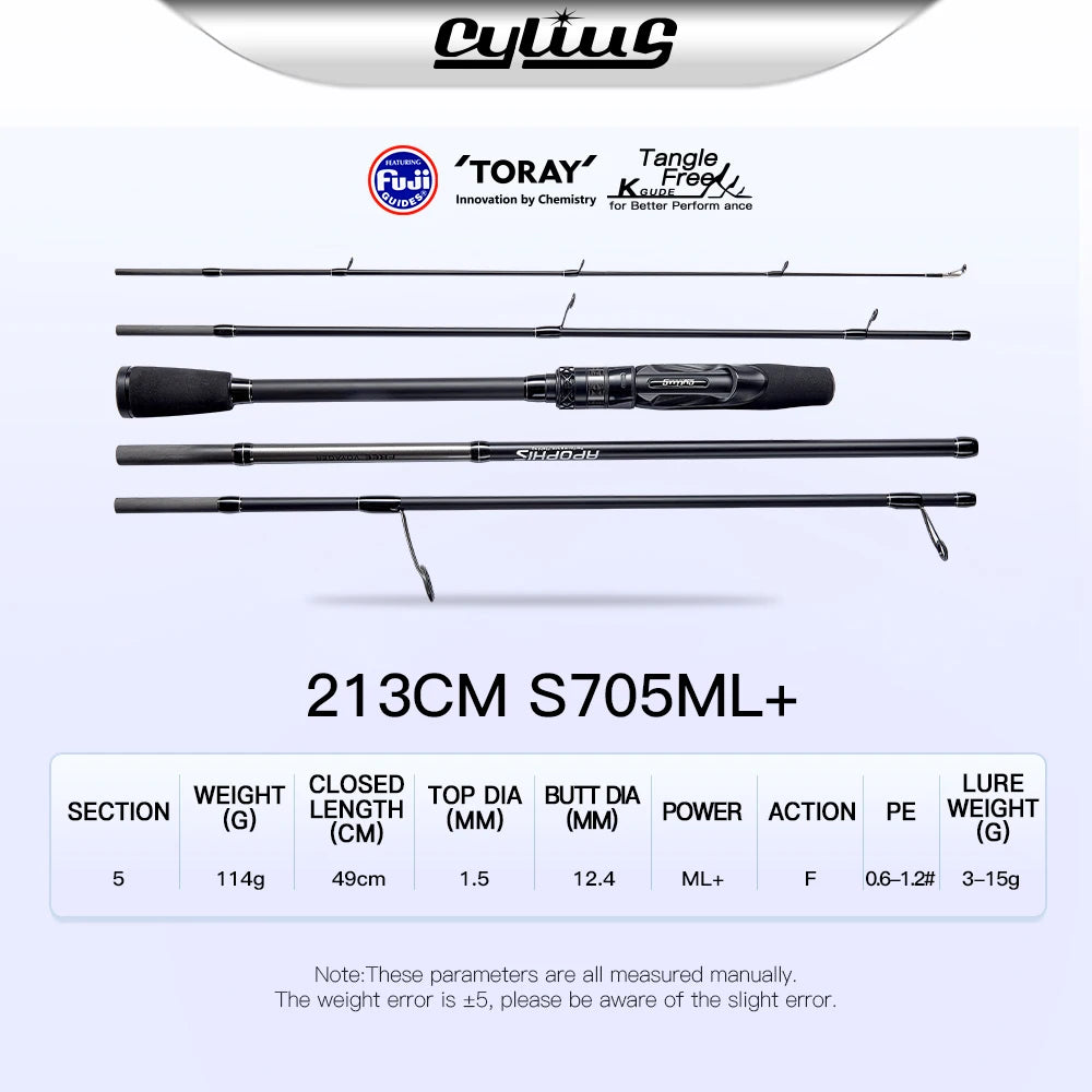 5 Section Apophis Travel Bass Fishing Longcast Heavy Power Portable Multi Section All Purpose Fishing Rod for Trip