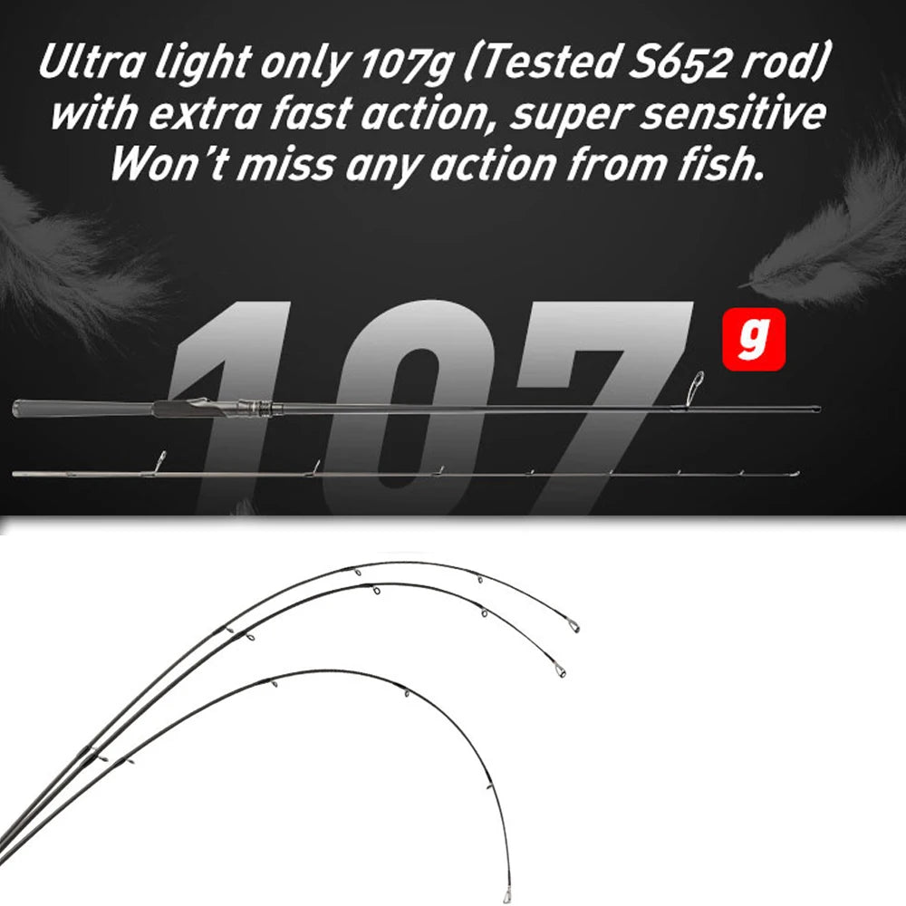 Spinning Casting Fishing Rod 1.95M 2.1M L ML M Action Ultra Light Extra Fast Fuji Rings and Reel Seat for Bass Pike Trout