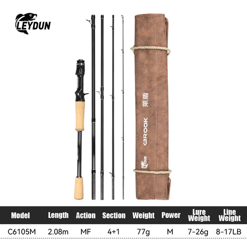 BROOK Super Light Fishing Rod 4+1 Section 74G MF Action Fuji Guide M/ML/MH Travel Spinning Casting Rod for Bass Pike Rod
