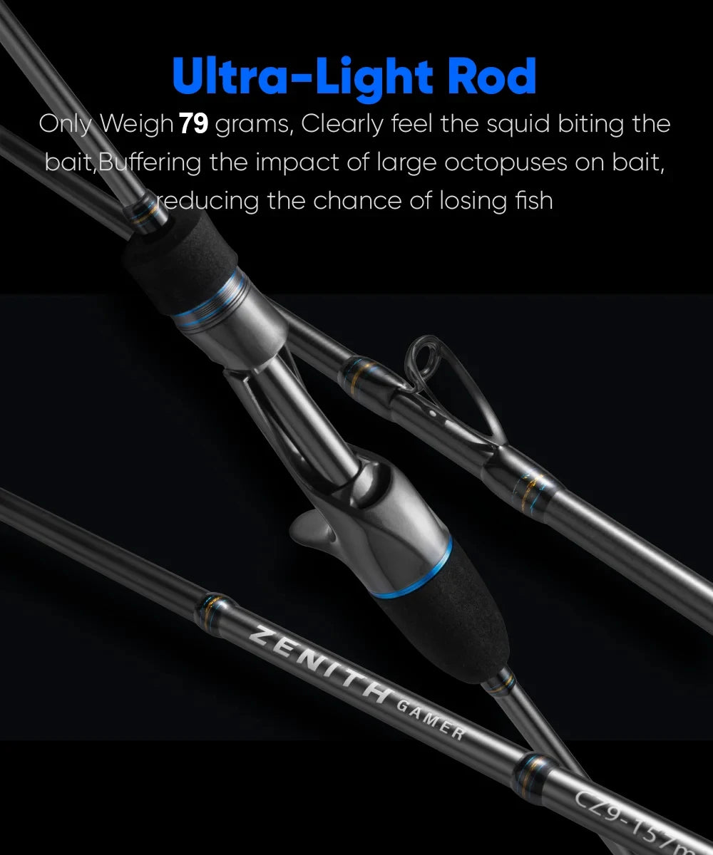 Zenith Gamer Fishing Rod 1.57M MH Fast Casting Jigging Rod for Squid Cuttlefish Octopus Titanium Tip Boat Fishing Rod