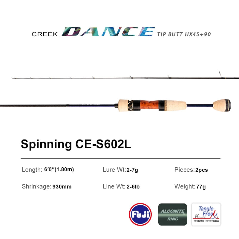 PURELURE CREEK DANCE Trout Rod BFS Fishing Casting UL Spinning Light Travel Rod Stream Ejection Rod Fuji Alconite Ring Perch