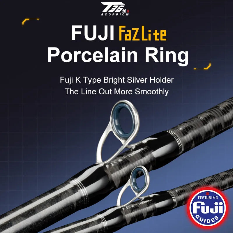 TEASER 1.98M-2.28M Spinning Casting Fishing Rod Ultralight Carbon Fiber Rod Pole 2 Section Fuji Part Fishing Pole Fishing Tackle