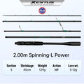 Xestus Fishing Rod Spinning Casting 5 Sections 2M 2.1M 2.16M 2.28M MF Action FUJI Carbon Reel Seat Travel Fishing Rods