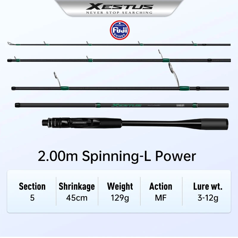 Xestus Fishing Rod Spinning Casting 5 Sections 2M 2.1M 2.16M 2.28M MF Action FUJI Carbon Reel Seat Travel Fishing Rods