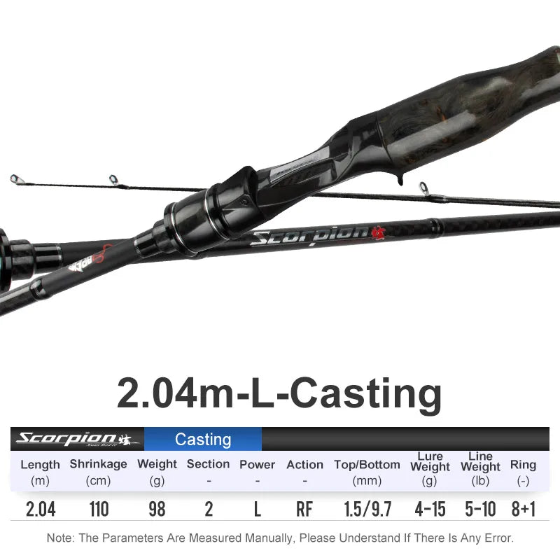 TEASER 1.98M-2.28M Spinning Casting Fishing Rod Ultralight Carbon Fiber Rod Pole 2 Section Fuji Part Fishing Pole Fishing Tackle